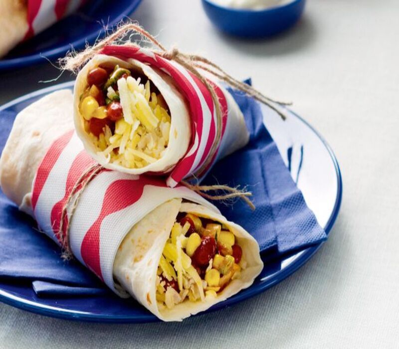 cheesy bean and rice burrito